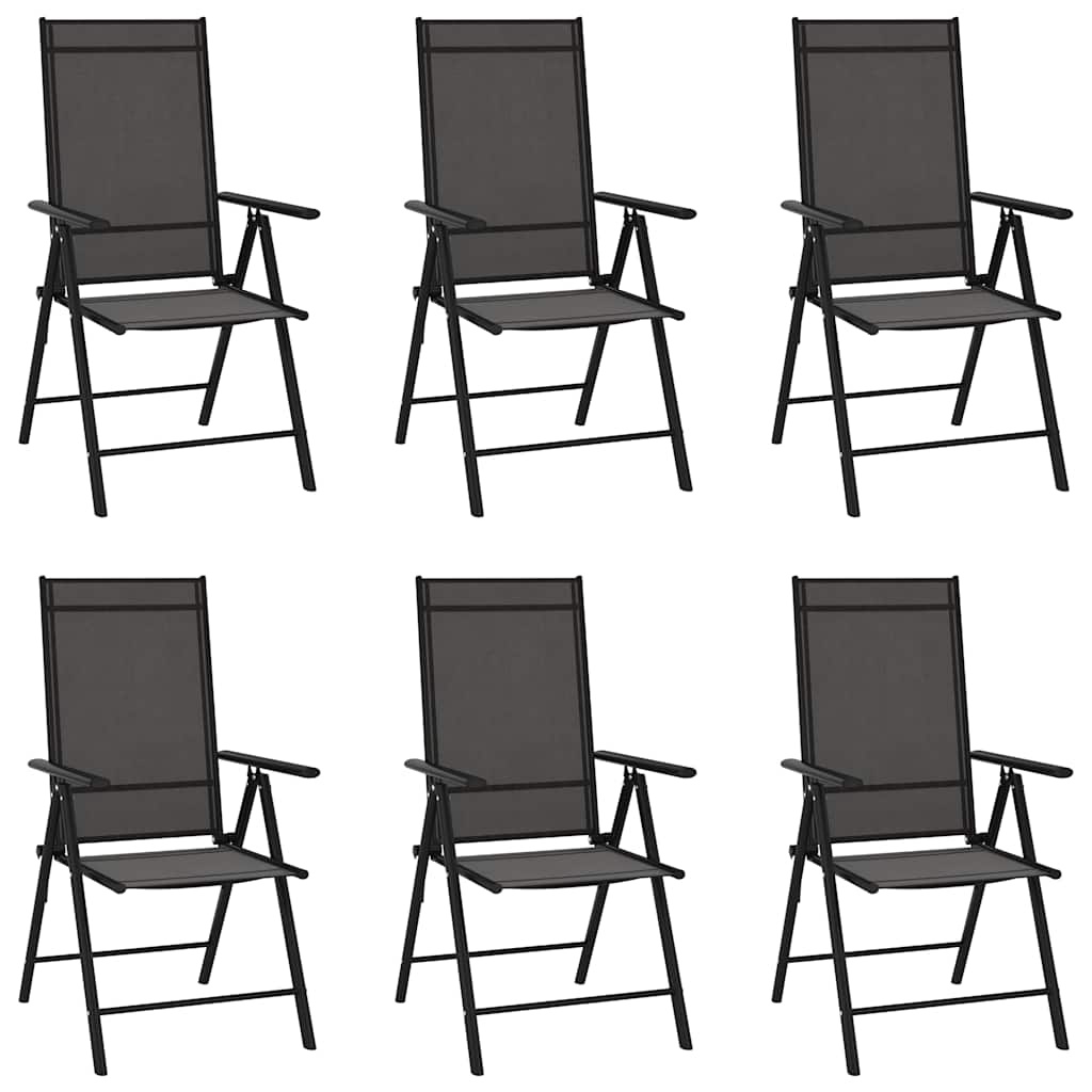 vidaXL Klapstoelen 6 stuks Textilene Zwart