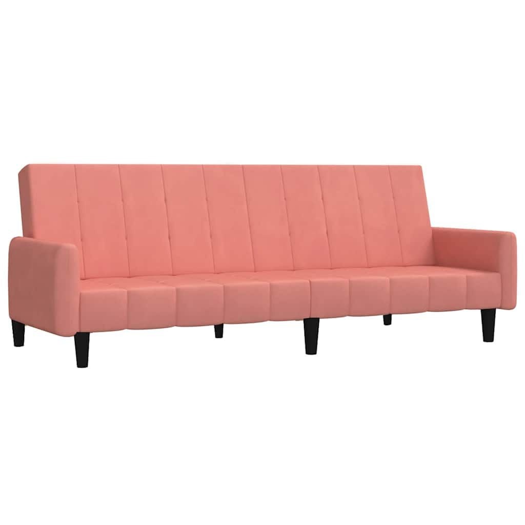vidaXL Slaapbank 2-zits fluweel roze