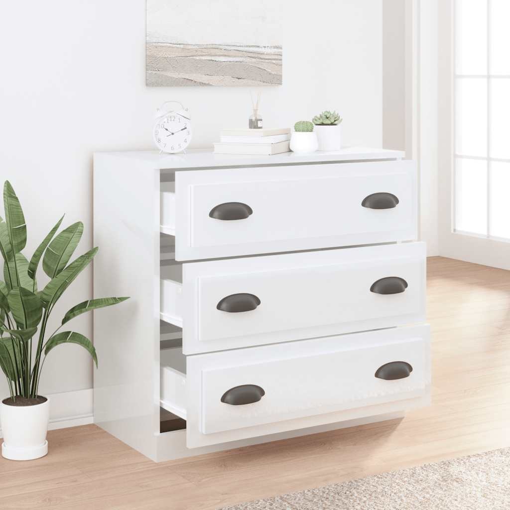vidaXL Dressoir 70x35x67,5 cm bewerkt hout hoogglans wit