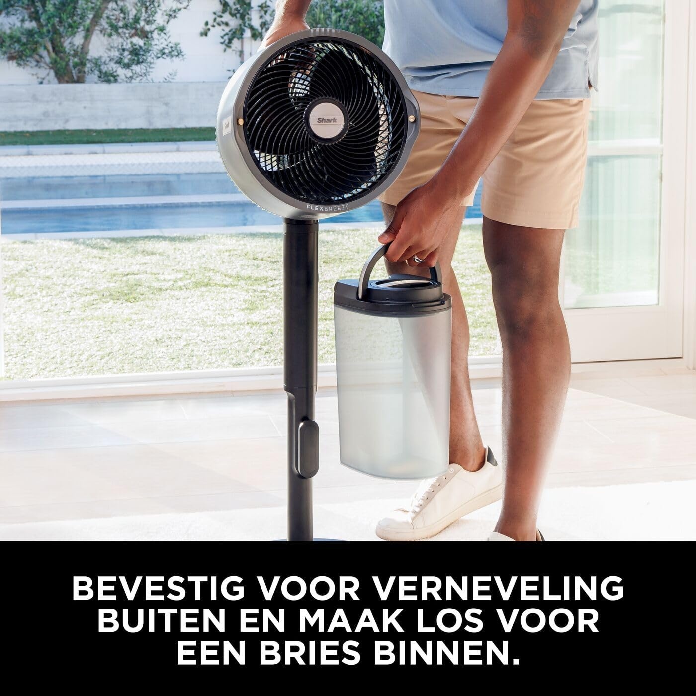 Shark FlexBreeze Pro Mist Snoerloze Binnen- & Buitenventilator, FA300EU