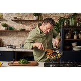 Jamie Oliver by Tefal Direct Cook 28 cm koekenpan, roestvrij staal, keramische antiaanbaklaag + panbeschermer, H8802S34 - Maat 28 cm Koekenpan