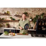 Jamie Oliver by Tefal Direct Cook 28 cm koekenpan, roestvrij staal, keramische antiaanbaklaag + panbeschermer, H8802S34 - Maat 28 cm Koekenpan