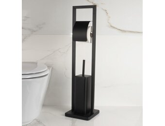 WC rolhouder staand met toiletborstel - 20x80cm - zwart