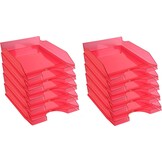 Exacompta - ref. 12354D - Set van 10 Brievenbakken ECOTRAY - Afmetingen: 34,5x25,5x6,5 cm - voor A4+ documenten - kleur doorzichtige framboos