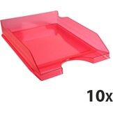 Exacompta - ref. 12354D - Set van 10 Brievenbakken ECOTRAY - Afmetingen: 34,5x25,5x6,5 cm - voor A4+ documenten - kleur doorzichtige framboos