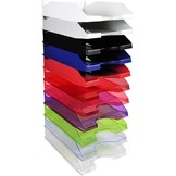 Exacompta - ref. 12354D - Set van 10 Brievenbakken ECOTRAY - Afmetingen: 34,5x25,5x6,5 cm - voor A4+ documenten - kleur doorzichtige framboos
