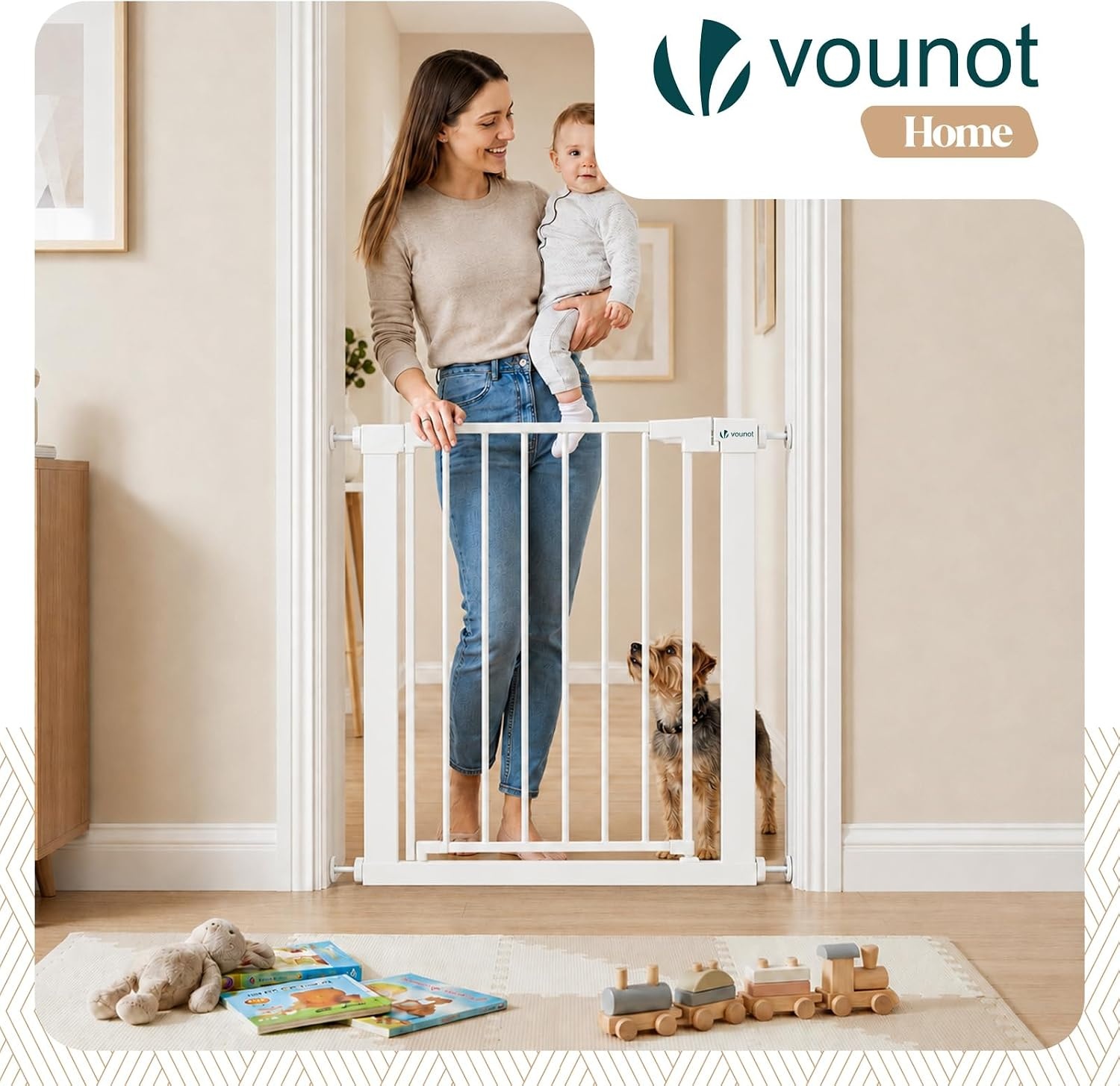 VOUNOT Veiligheidshek voor trap en deur - 75-82 cm - Wit