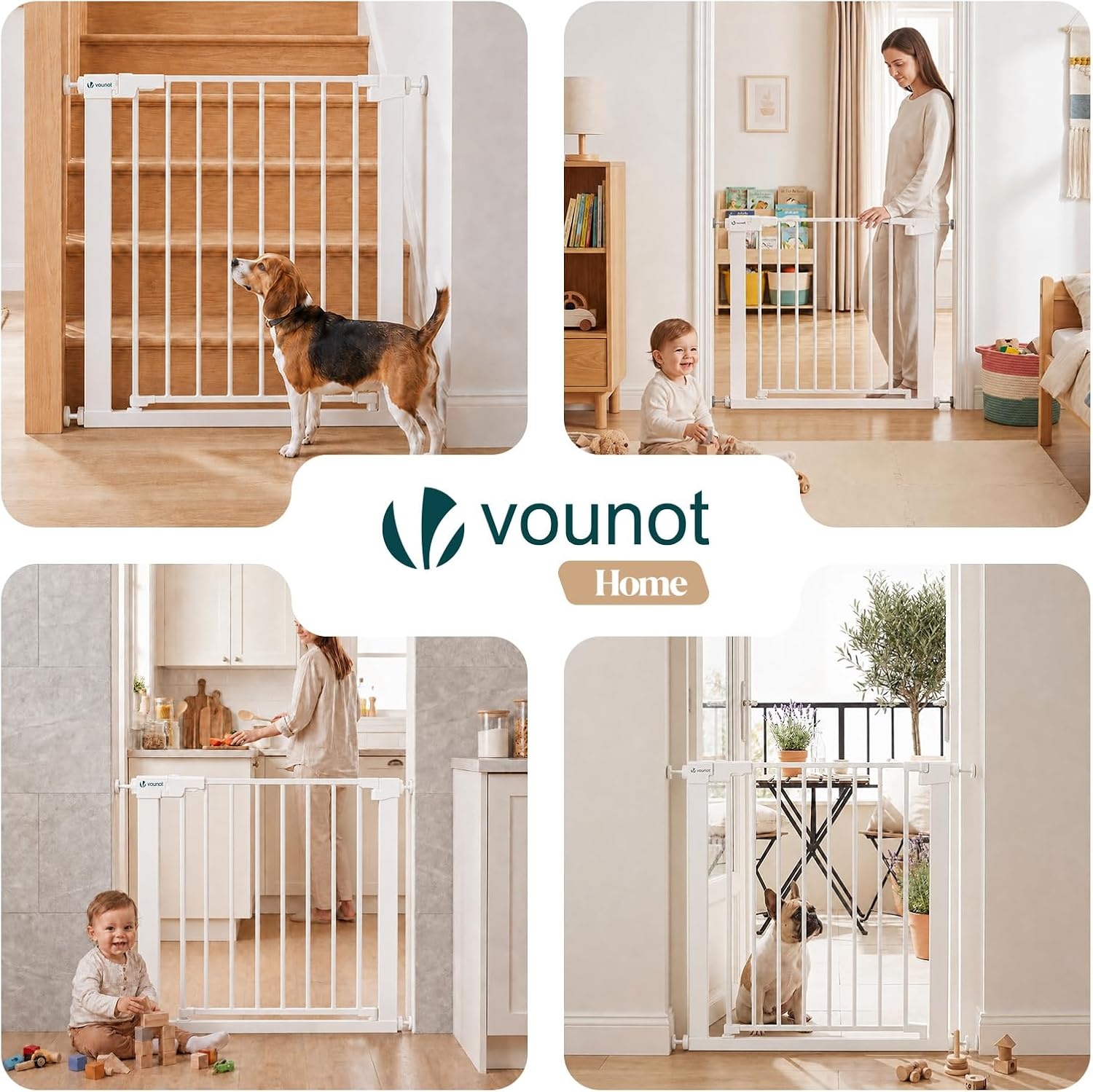 VOUNOT Veiligheidshek voor trap en deur - 75-82 cm - Wit
