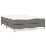 vidaXL Boxspring bed stof donkergrijs 140x190 cm