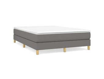 vidaXL Boxspring bed stof donkergrijs 140x190 cm