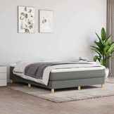 vidaXL Boxspring bed stof donkergrijs 140x190 cm