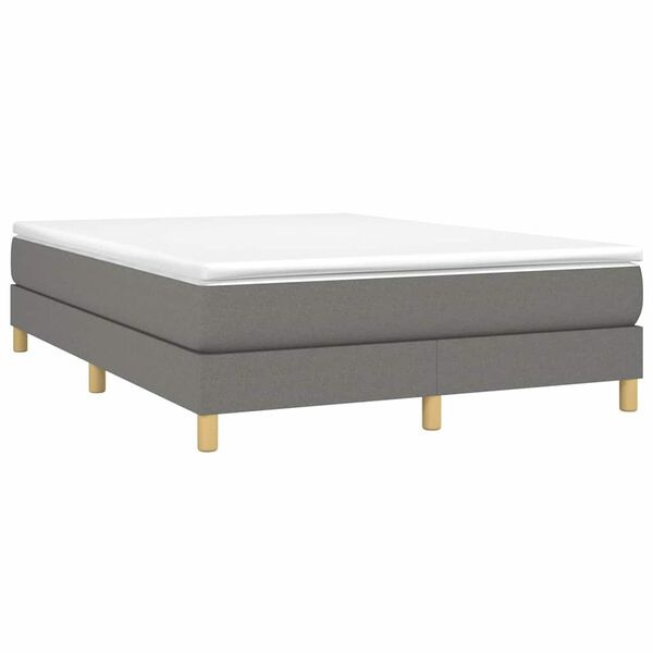 vidaXL Boxspring bed stof donkergrijs 140x190 cm