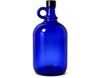 Mikken Blue XL Glass Bottle 2 Litre for Filling Yourself with Black Screw Cap - Maat 2 l