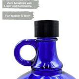 Mikken Blue XL Glass Bottle 2 Litre for Filling Yourself with Black Screw Cap - Maat 2 l