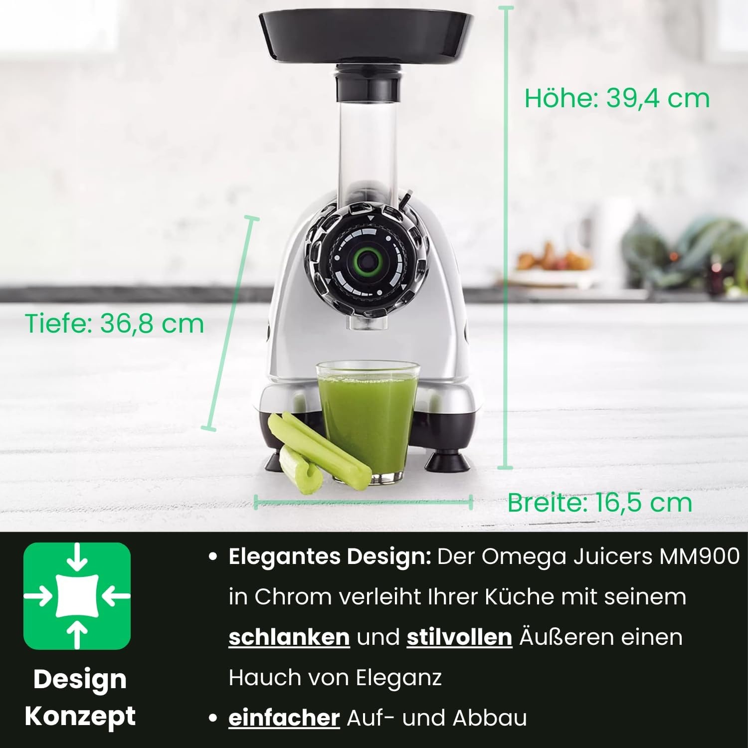 Omega Juicers MM900, chroom
