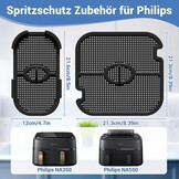 Spatbescherming Accessoires voor Philips Dual Basket Airfryer 3000-5000 Serie 9L(3L/6L), Siliconen Heteluchtfriteuse Accessoires Herbruikbare Vetspatbescherming voor Philips Airfryer NA350/NA550 9L