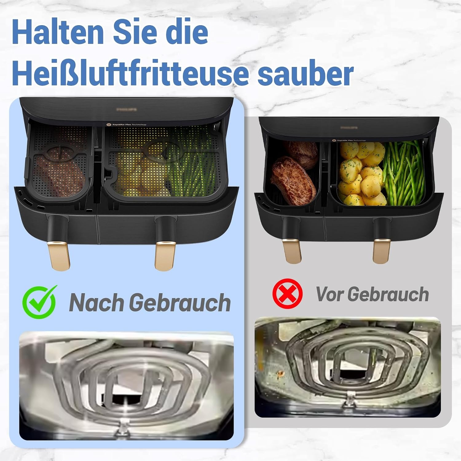 Spatbescherming Accessoires voor Philips Dual Basket Airfryer 3000-5000 Serie 9L(3L/6L), Siliconen Heteluchtfriteuse Accessoires Herbruikbare Vetspatbescherming voor Philips Airfryer NA350/NA550 9L