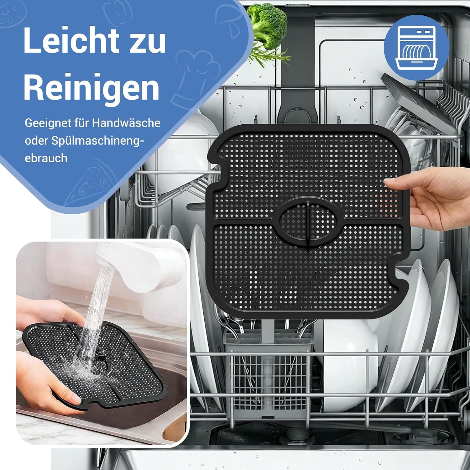Spatbescherming Accessoires voor Philips Dual Basket Airfryer 3000-5000 Serie 9L(3L/6L), Siliconen Heteluchtfriteuse Accessoires Herbruikbare Vetspatbescherming voor Philips Airfryer NA350/NA550 9L