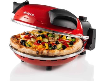 Ariete 909 Pizzaoven, pizza in 4 minuten, plaat van vuurvaste steen met antiaanbaklaag, maximale temperatuur 400 graden, 1200 watt, timer 30 inch