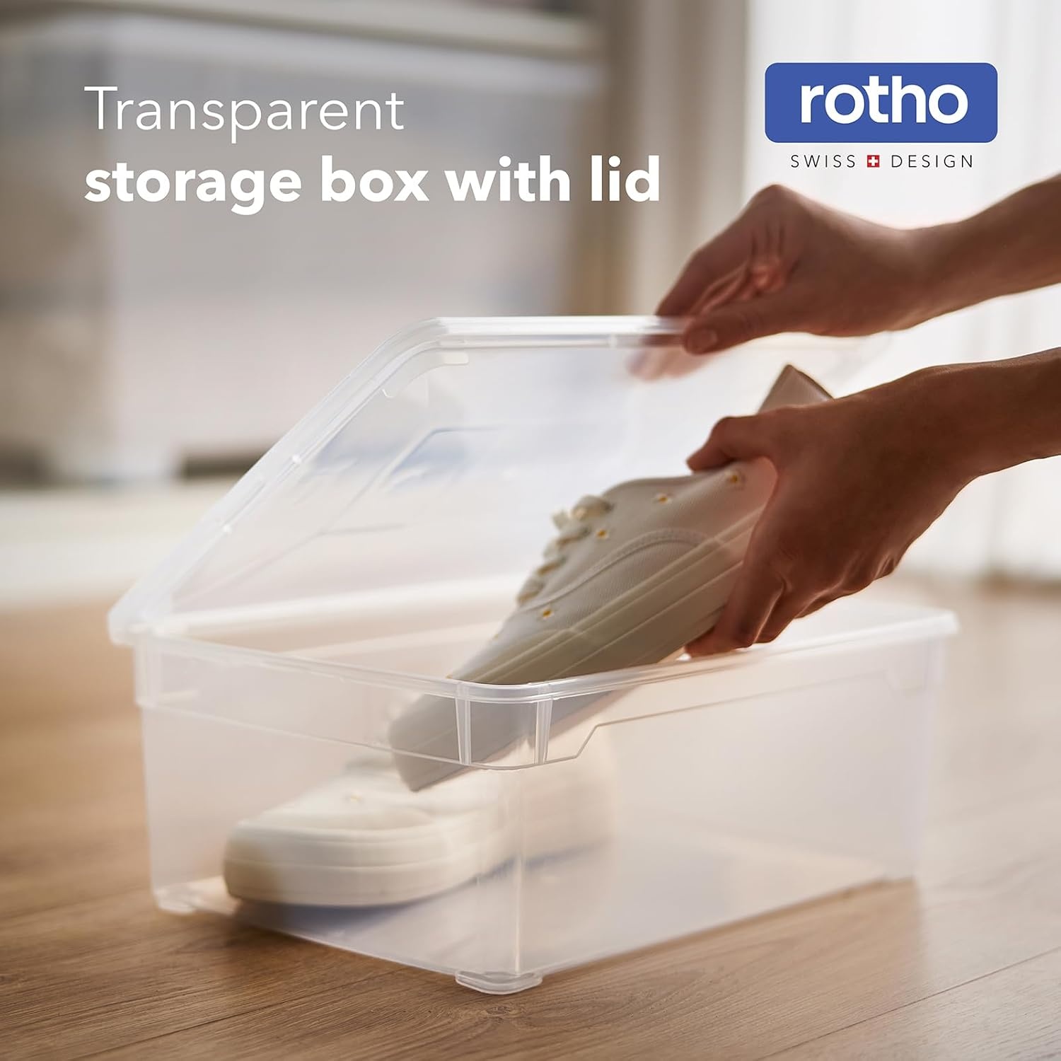 Rotho Clear opbergboxen met deksel 6 x 10 liter - Transparant Blauw
