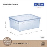 Rotho Clear opbergboxen met deksel 6 x 10 liter - Transparant Blauw