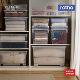 Rotho Clear opbergboxen met deksel 6 x 10 liter - Transparant Blauw