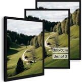 Fotolijst 30x40 cm 3-Pack Zwart | Voor Foto's, Posters & Puzzels | Geconstrueerd Hout met Acryl