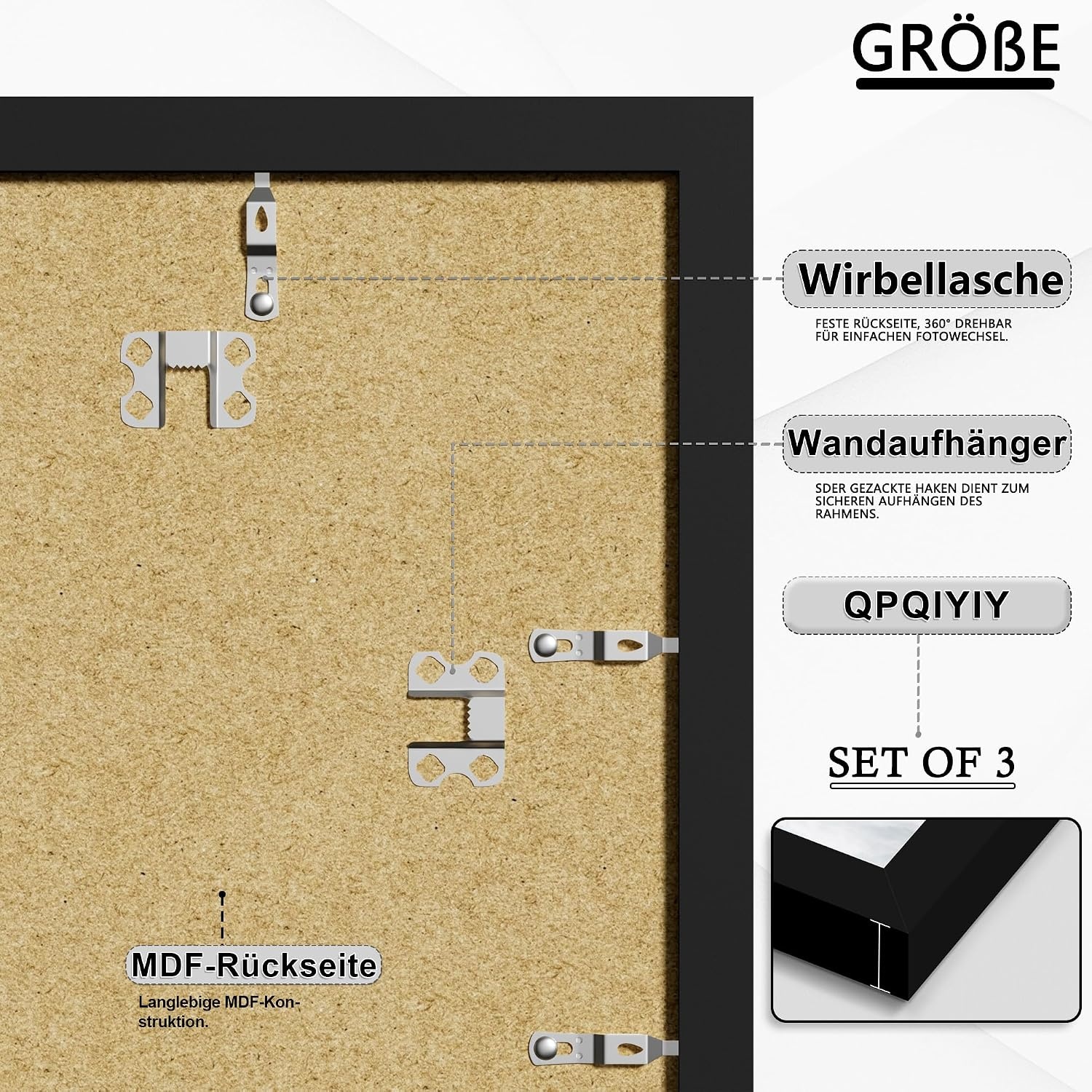 Fotolijst 30x40 cm 3-Pack Zwart | Voor Foto's, Posters & Puzzels | Geconstrueerd Hout met Acryl