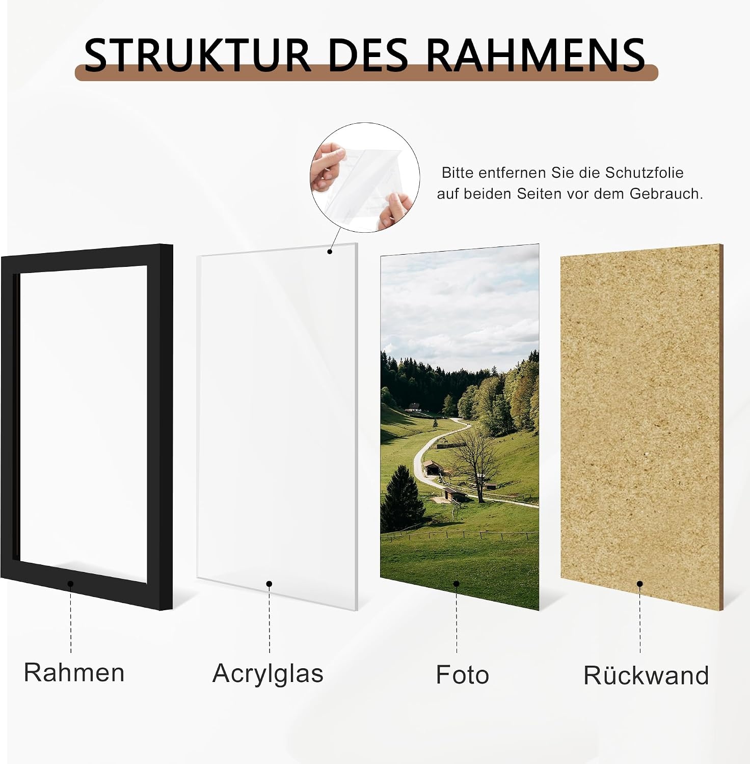 Fotolijst 30x40 cm 3-Pack Zwart | Voor Foto's, Posters & Puzzels | Geconstrueerd Hout met Acryl