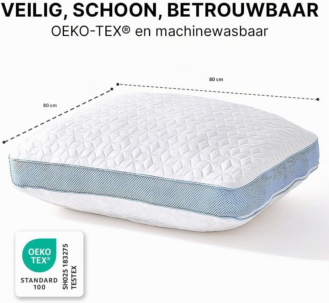 MKS Cloud Cushion Air Ergonomisch Memory Foam Kussen 80 x 80 cm - Wit