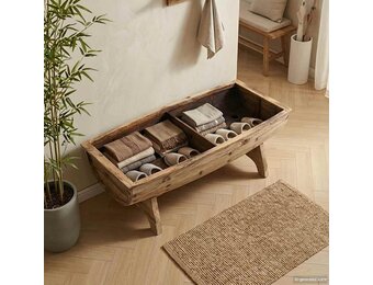 vidaXL Opbergbankje 103x51x44 cm massief hout en stof