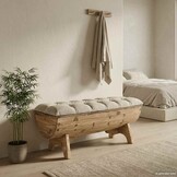 vidaXL Opbergbankje 103x51x44 cm massief hout en stof