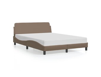 vidaXL Bedframe met hoofdbord kunstleer cappucinnokleurig 140x190 cm