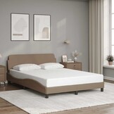vidaXL Bedframe met hoofdbord kunstleer cappucinnokleurig 140x190 cm