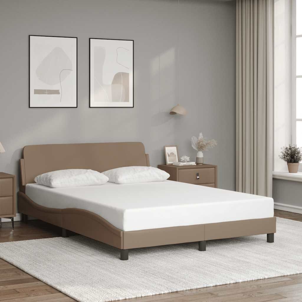 vidaXL Bedframe met hoofdbord kunstleer cappucinnokleurig 140x190 cm