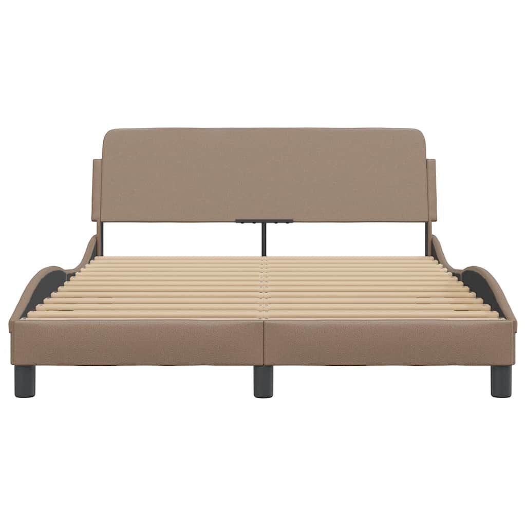 vidaXL Bedframe met hoofdbord kunstleer cappucinnokleurig 140x190 cm