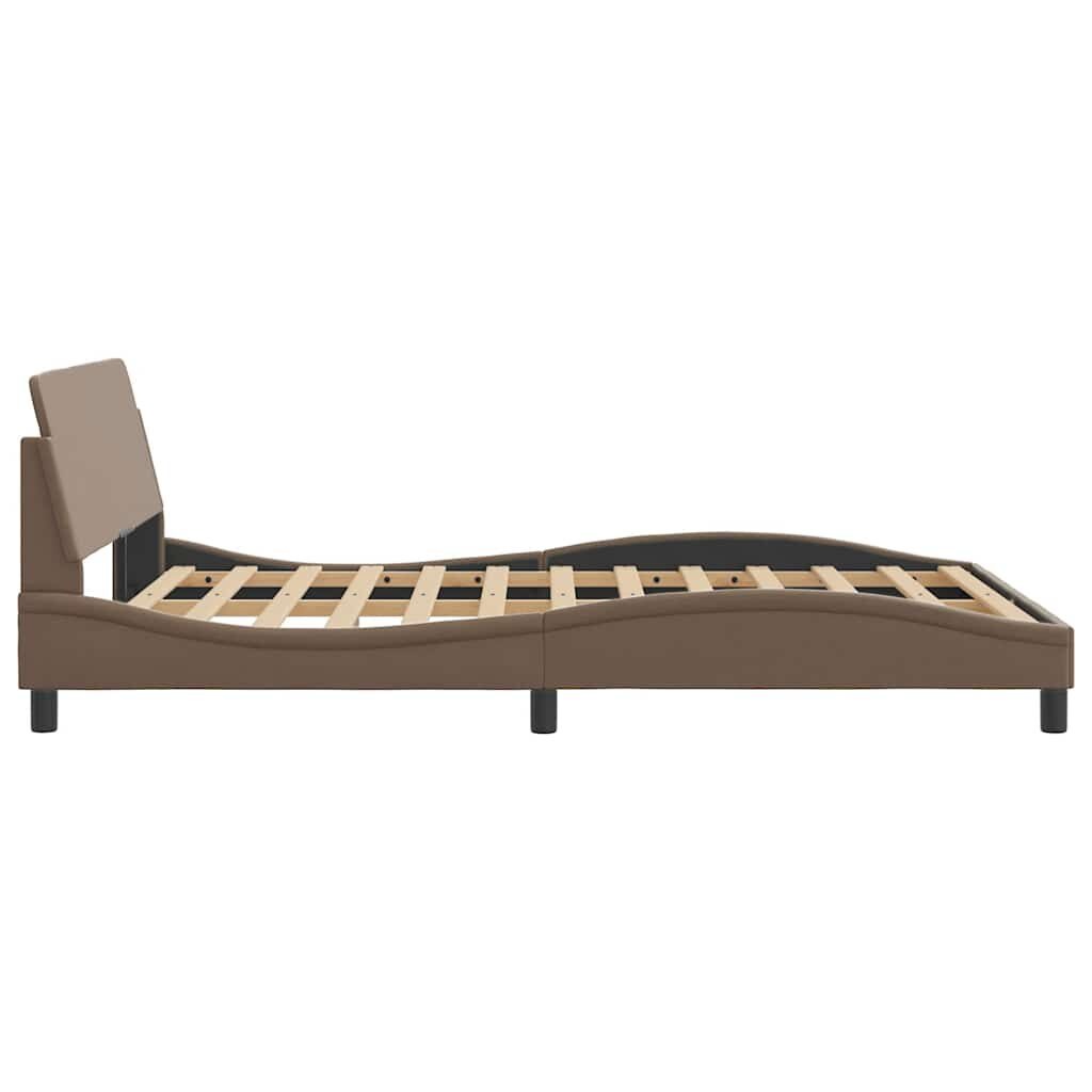 vidaXL Bedframe met hoofdbord kunstleer cappucinnokleurig 140x190 cm