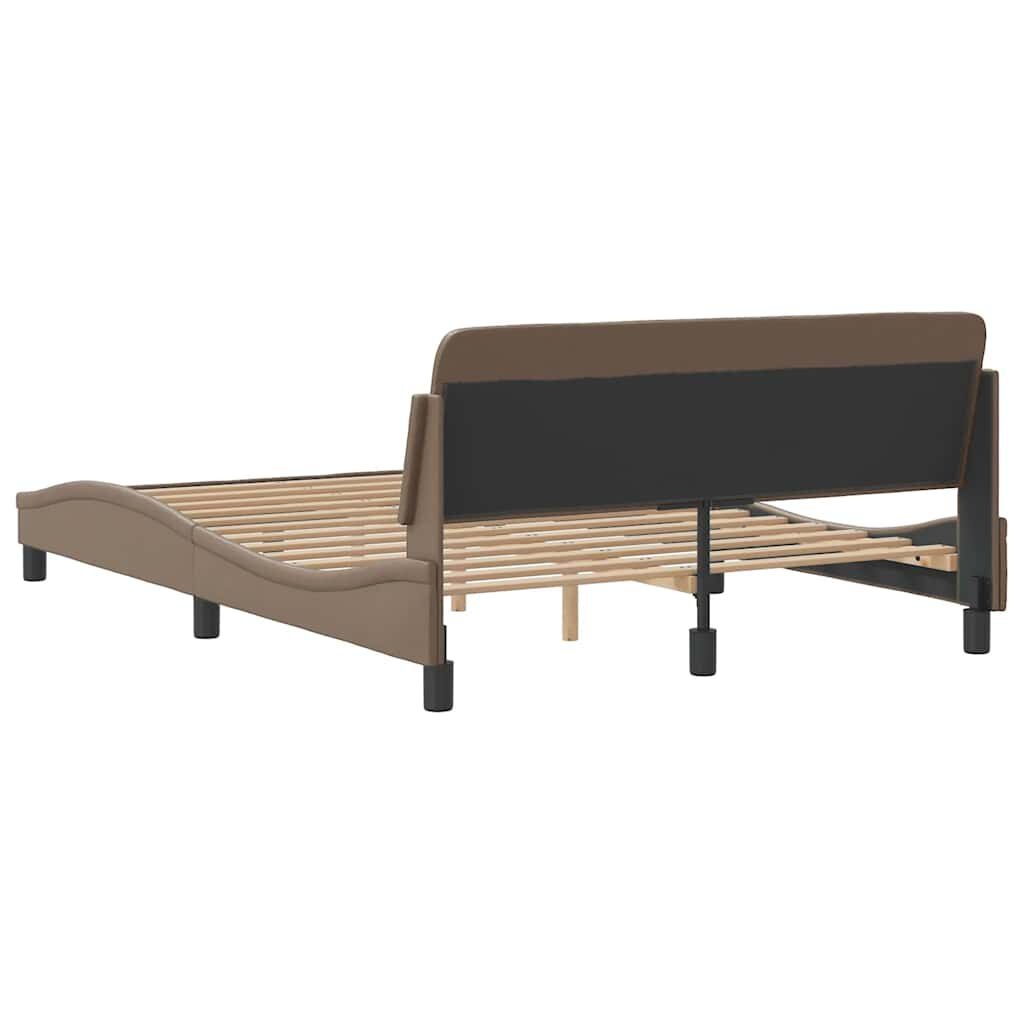 vidaXL Bedframe met hoofdbord kunstleer cappucinnokleurig 140x190 cm