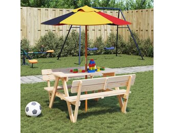 vidaXL Parasol voor kinderen met houten paal Ø120x140 cm