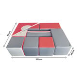 Grote schuimen bouwblokken - 11 stuks - gekleurd - wit, grijs, koraalrood