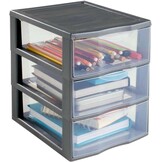 Sundis Orgamix Opbergtoren met 5 lades A4 - Zwart/Transparant - 36,5 x 26 x 61 cm