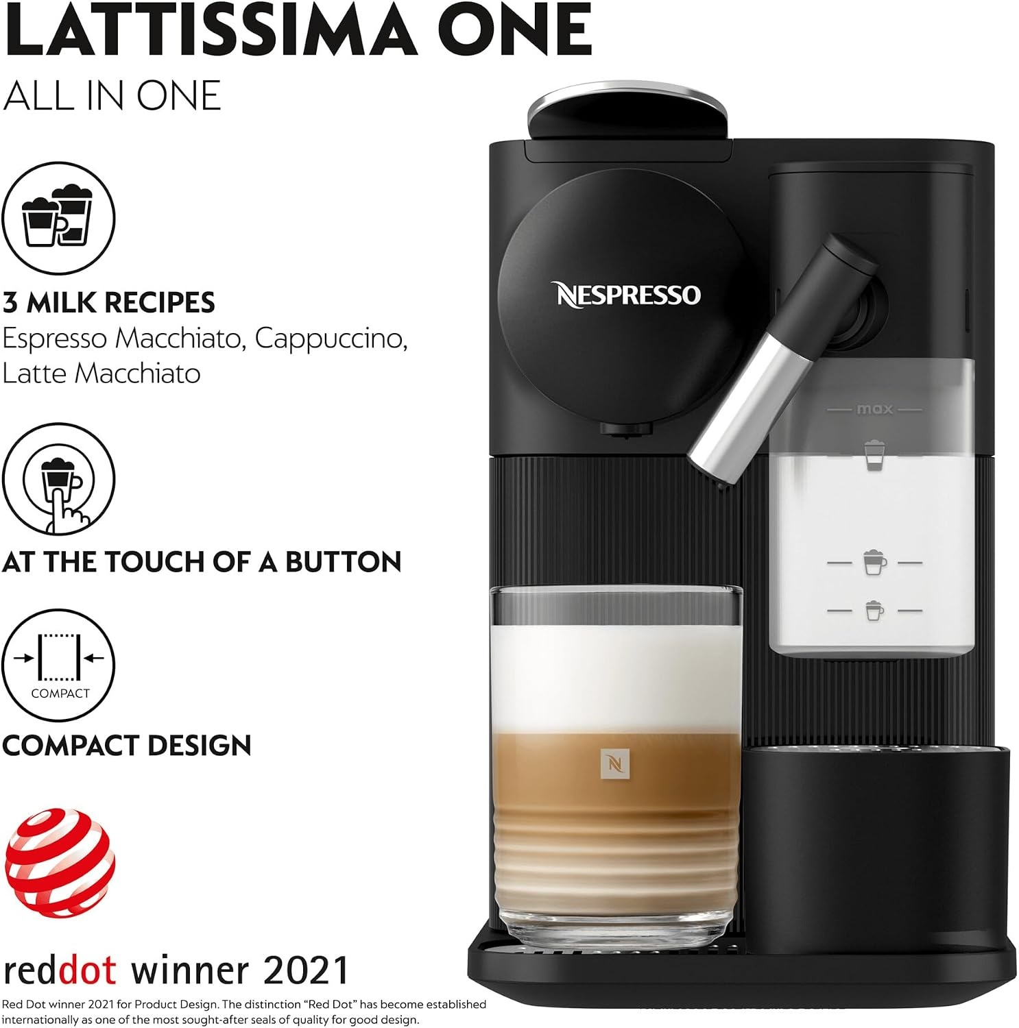 De'Longhi Nespresso Lattissima One EN510.B Koffiecupmachine - Zwart