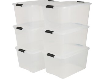Iris Ohyama Top Box Opbergboxen - 45L - Transparant - Set van 6