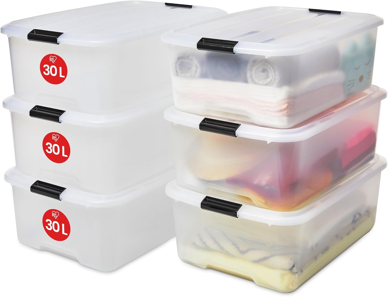 Iris Ohyama Top Box Opbergboxen - 45L - Transparant - Set van 6