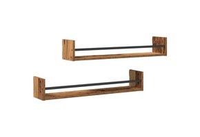 vidaXL Wandplank Set van 2, Oud Hout - 80x16x14cm (33% Korting)