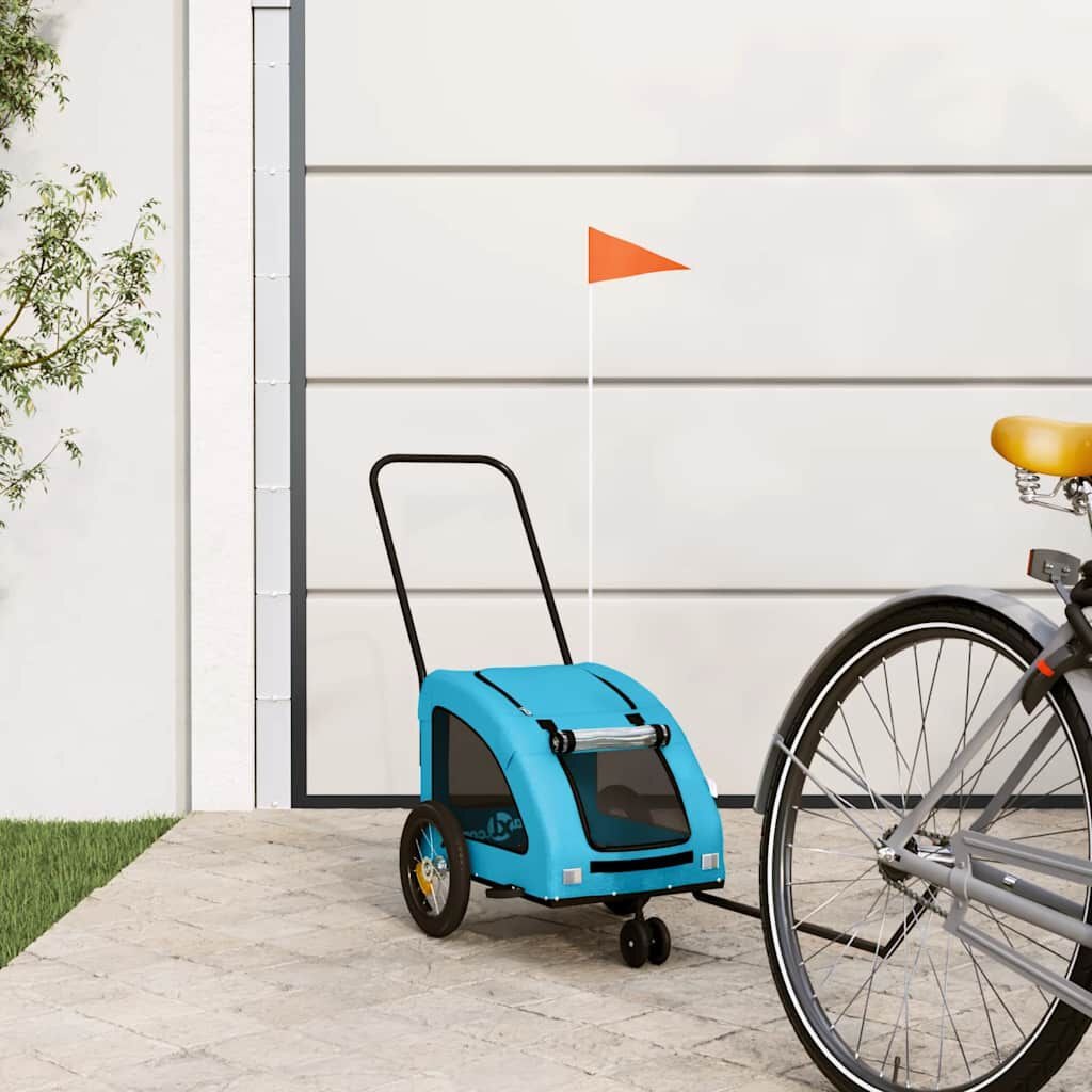 vidaXL Hondenfietstrailer oxford stof en ijzer blauw