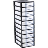 Sundis Orgamix Opbergtoren met 5 lades A4 - Zwart/Transparant - 36,5 x 26 x 61 cm