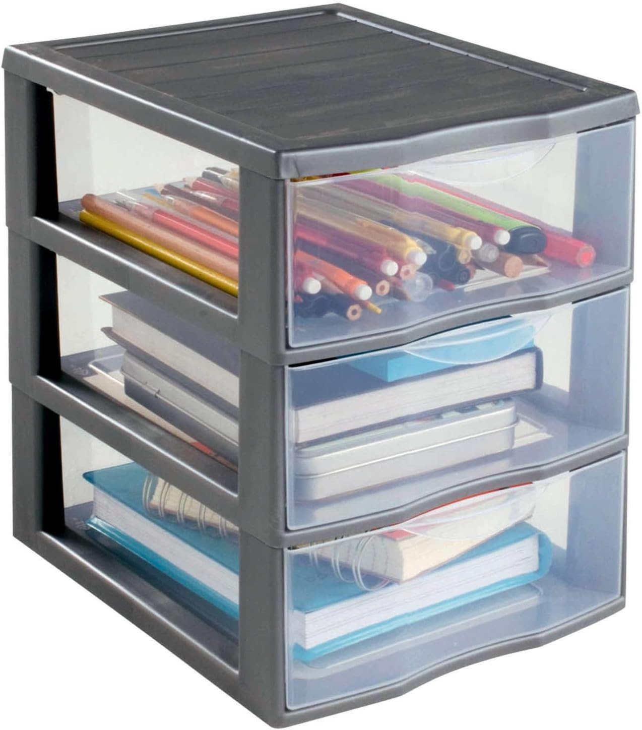 Sundis Orgamix Opbergtoren met 5 lades A4 - Zwart/Transparant - 36,5 x 26 x 61 cm