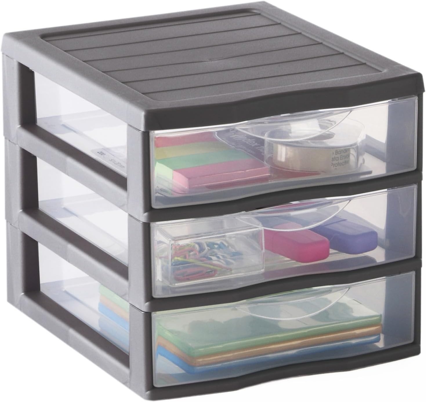 Sundis Orgamix Opbergtoren met 5 lades A4 - Zwart/Transparant - 36,5 x 26 x 61 cm