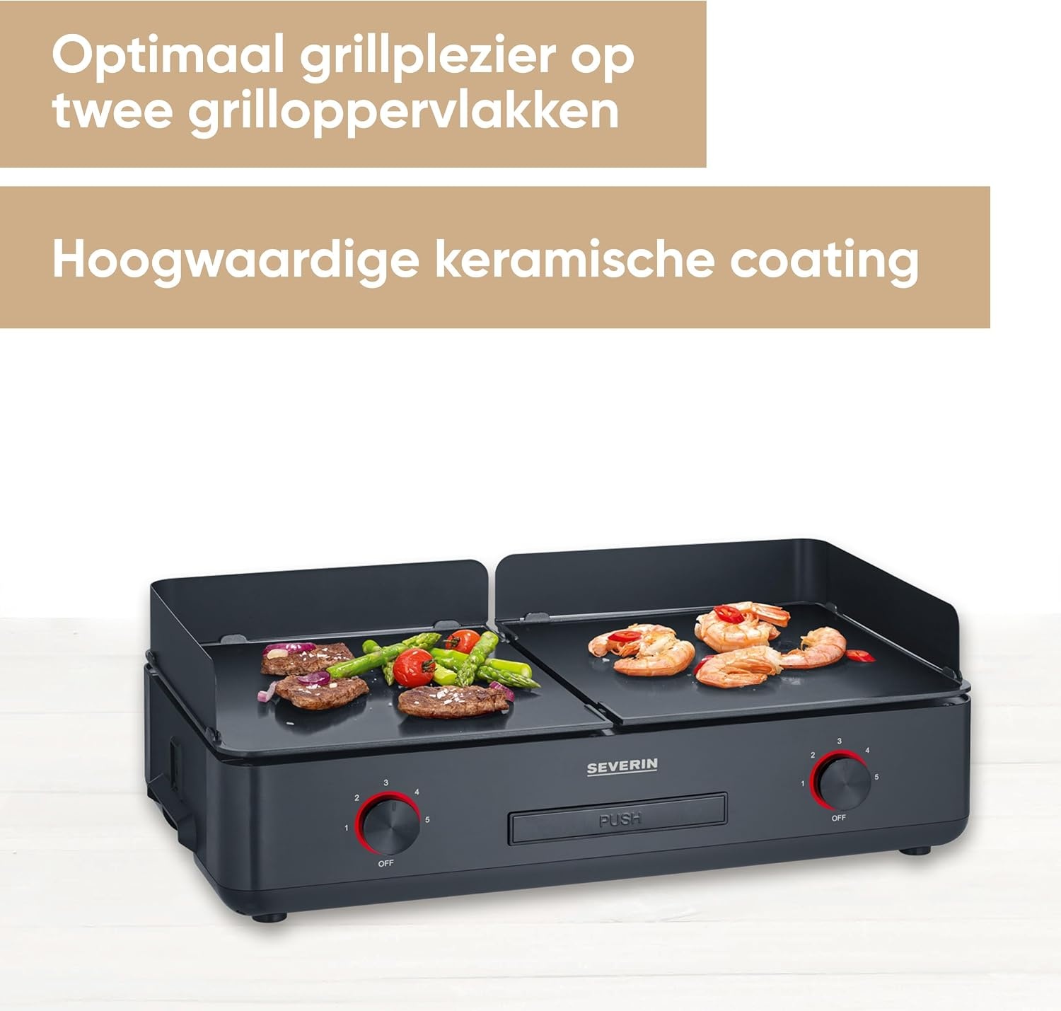 SEVERIN PG 8569 SUAVE Plancha Tafelgrill - 2200 Watt - Zwart - 48 x 27 cm